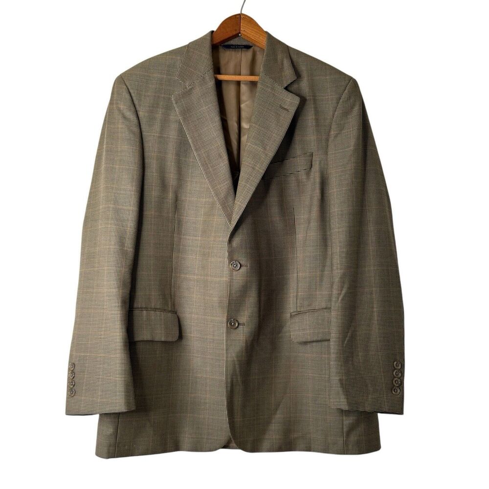 Vintage Brooks Brothers Blazer Jacket Men 44R Wool Houndstooth Plaid Union Made